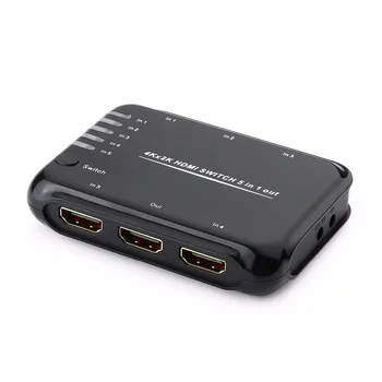 Tomsenn Inteligent 5 Port HDMI Switch 5x1, Suporta 4K, Full HD1080p, 3D, cu Telecomanda IR si Adaptor AC