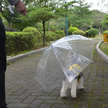 Transparent PE animale de Companie Umbrelă de Companie Cățeluș Câine Pelerina de Ploaie cu Cainele de Metal Conduce Păstrează Uscată pentru animale de Companie într-Ninge Ploaie pentru caini Mici