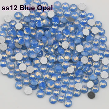 Transport Gratuit! 1440pcs/Lot, ss12 (3.0-3.2 mm) Albastru Opal Spate Plat Unghii Non Hotfix cu Strasuri