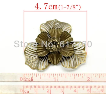 Transport gratuit-20buc Bronz Antic Filigran Flori Decor Constatările de Bijuterii DIY Conectori Înfrumusețarea 4.7 cm J0543