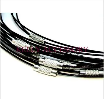 Transport gratuit 50buc Negre, din Oțel Inoxidabil Colier Cablul de Sârmă Pentru Ambarcațiunile de a Face Bijuterii Favoarea Colier Lanț de BRICOLAJ Cabluri 18inch