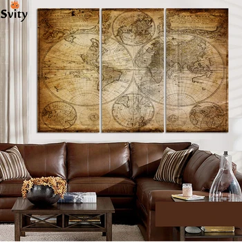 Transport gratuit antice decorative pictura murală hartă a lumii fara rama abstracte pictura in ulei pe panza cu ridicata decor acasă