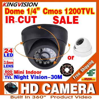 Transport gratuit HD 1/4cmos 800/1200TVL Camera de Interior Dome 24leds IRcut de Supraveghere cu Infraroșu Viziune de Noapte 30m Culoare Video