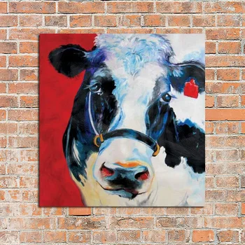 Transport gratuit manual de pictura pe perete, animale pictură în ulei de artă, cel mai atractiv la ferma de vaci decorarea casei
