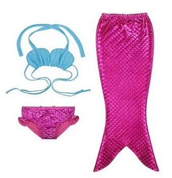 Transport gratuit Noi 2017 Ariel Coada de Sirena Printesa Ariel Dress Cosplay Costum Copii Pentru Fete Rochie Fancy costume de Baie Bikini Înot