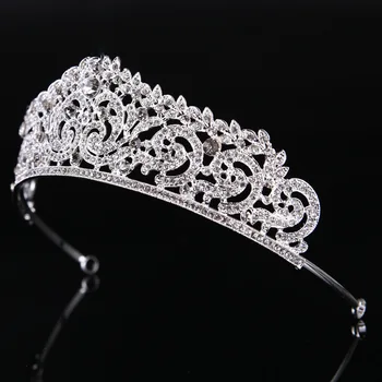 TREAZY Argint/Aur Color de Mireasa Cristal Stras Tiara Coroana de Printesa Regina Concurs de Bal Diademe de Mireasa Accesorii de Par
