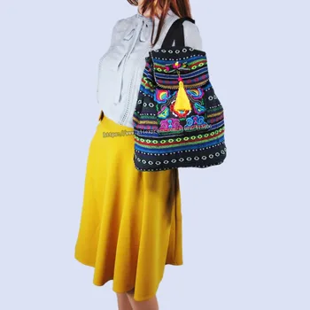 Tribal Epocă Hmong Thai Etnice Indian Broderie Boem rucsac Boho-hippie etnice geanta rucsac-sac de L dimensiune SYS-170E