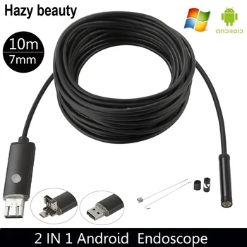 Tulbure frumusețea 10M 7mm Endoscop cu Camera HD USB Android Endoscop Impermeabil Puncte de Inspecție Camera Endoscop Pentru Android pe PC