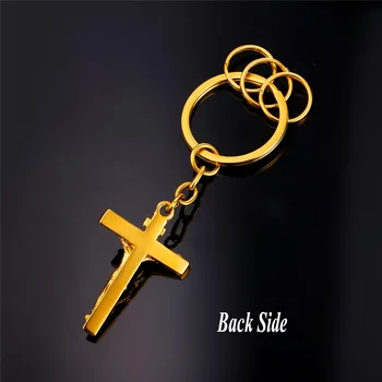 U7 Noi De Vânzare Fierbinte La Modă Cruce De Bijuterii Isus Bucată Brelocuri Titularului De Aur De Culoare Bărbați Crucifix Breloc Cadou De Crăciun K014