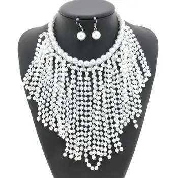 UKEN Boem Accesorii Moda Bijuterii Seturi de Maxi Ciucure Lung Imitații de Perle Femei Bijuterii de Nunta Set Cercei Coliere