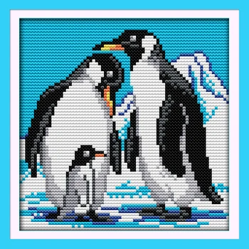 Un pinguin de familie Numărat cruciulițe 11CT 14CT cruciulițe Seturi DIY cruciulițe Seturi pentru Broderie Decor Acasă lucru Manual