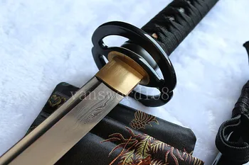 Un stand Gratuit + O sabie parte forge damasc pliat oțel japonez, samurai, sabie katana cupru tsuba