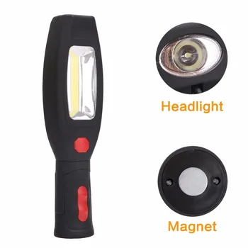 USB Reîncărcabilă Lanterna LED-uri Lanterna Lumina de Lucru COB lanterna Construit în 2200mAh Baterie cu Magnet, CÂRLIG Pentru Camping în aer liber