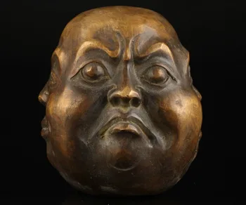 Vechi de Colectie de Turnare în Bronz Bucuriile Necazurile Spirituală Patru fața Statuie a lui Buddha Cap