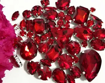 Vinde în pierdere!! 68pcs/pachet mix Rosu formă de sticlă de înaltă calitate de cristal material coase pe gheara pietre,diy/Îmbrăcăminte dotari
