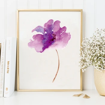 Violet Liliac Flori De Artă Panza De Imprimare Poster , Acuarela Flori De Liliac Panza Pictura Pe Perete Poza Pentru Decor Acasă