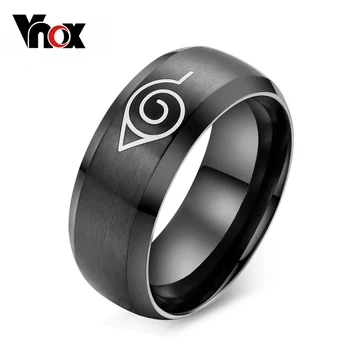 Vnox anime naruto inel inox negru barbati inel accesorii de petrecere dimensiune statele unite ale americii
