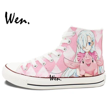 Wen Nou Anime Pictată de Mână și Pantofi de Design Personalizat Nanatsu no Taizai High Top Femei Bărbați Panza Adidași Cadouri