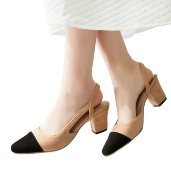 WETKISS 2018 Noua Moda Primavara-Vara Culori Amestecate Femei Sandale de Doamnelor deget de la picior Pătrat Med Tocuri Pantofi Femei Elegante Sandale Feminine