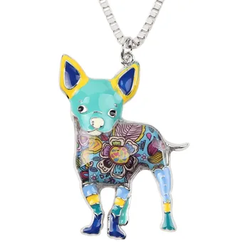 WEVENI Declarație Email Aliaj de Flori Câine Chihuahua Colier cu Pandantive Guler Lanț Nou Accesorii de Moda, Bijuterii Pentru Femei