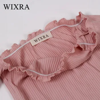 Wixra Farmec 2018 Vara Toamna Pentru Femei De Moda Tricotate Rochie Pulover Slim Pe Umăr Mini Solidă Rochie