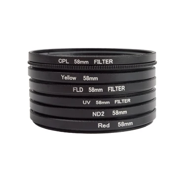 WLJIAYANG Set de filtre CPL Galben Roșu Filtru UV, FLD ND2 Filtru pentru Lentile de 58mm cu Capac Obiectiv Adpter Inel pentru Gopro Hero 4/5 Sesiune