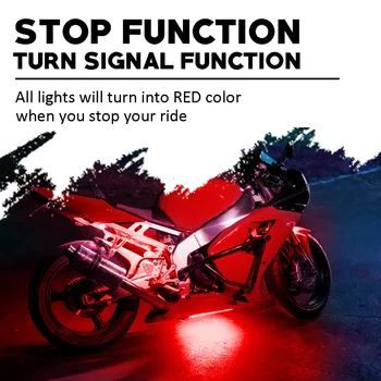 X-LIGHT Motocicleta LED-uri Strălucire Kit de Iluminat Toate-Culori Corp Șasiu Lumina de Neon 14 Capsule cu Comutatorul de Alimentare / Muzica Activă / de Frână M
