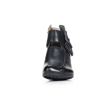 Xiangban 2018 Design Original Femei Pantofi Glezna Cizme Din Piele Rotund Degetele De La Picioare De Vacă Din Piele Pentru Femei Cizme Negre De Cafea