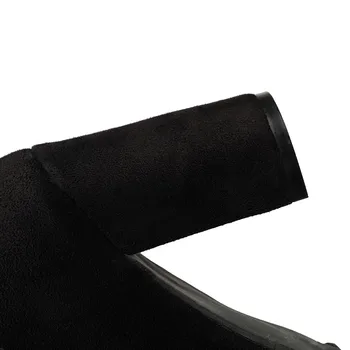 XJRHXJR Femei Cizme de Zăpadă Australia Cizme de Iarna Platforma Tocuri Groase Genunchi Ridicat Cizme de Moda Slim Zip Mult Cizmele Size32-43