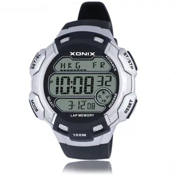 XONIX Branduri Mari cadran ceas digital rezistent la apa 100M Chime Oră Alarmă ceas , World Time Zone Multiple în aer liber, Ceas Sport Barbati
