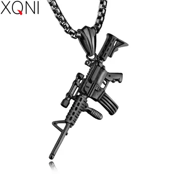 XQNI Sniper Rifle Model 3 Culori Răsucite Lanț Pandantiv Stilul Hip-Hop Surpriza de Bijuterii Pentru Bărbați Cadouri Coliere Declarație