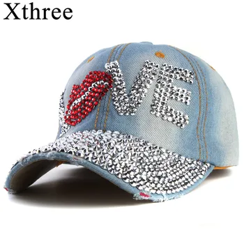 Xthree ieftine șapcă de baseball de bună calitate stras capac scrisoare de dragoste snapback pălării pentru bărbați și femei