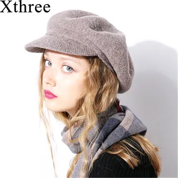 Xthree primăvara iarna femei capac de lână tricotate pălărie bereta cu Viziere Skullie pălărie pentru bărbați pălărie capac