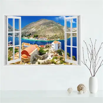 Y530L10 Personalizate Santorini vedere la mare în Grecia Panza Pictura Perete Mătase Poster pânză de imprimare DIY Material Poster F#6