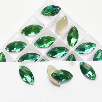 YANRUO #3223 Toate Dimensiunile de Smarald Flatback Strass Pietre de Sticlă Navette Cristal Coase Pe Stras Aplicatiile Pentru articole de Îmbrăcăminte