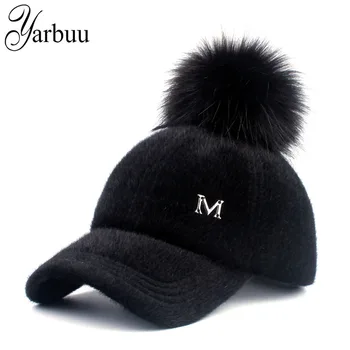 [YARBUU] Nou brand sepci de baseball 2017 caciula de iarna pentru femei Faux Blana pompom mingea cap Reglabil Casual Snapback hat capac