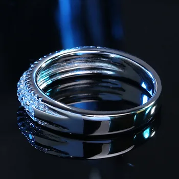 YINHED Trei Rânduri AAA Zircon CZ Diamant Inele de Nunta pentru Femei Solide de Argint 925 Inel de Logodna Bijuterii Cadou ZR355