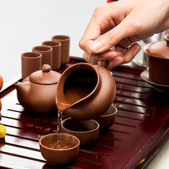 Yixing Kung Fu set de ceai din lemn masiv tava de ceai ceainic din ceramică de înaltă calitate seturi de ceai ceașcă cu un ceainic electric