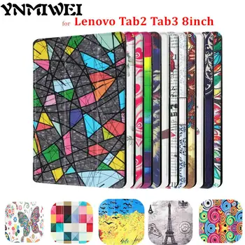 YNMIWEI Tab3 8 inch TaB3 850M 850F Tableta Caz Pentru Lenovo Tab 2 A8-50F A8-50LC Coperta de Piele Colorate de imprimare Magnet +protector