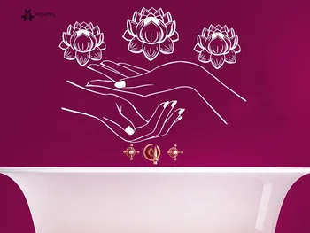 YOYOYU Perete Decal Floare de Lotus Floare Frumoasa Lotos Ramură de Vinil Autocolant Perete Salon de Frumusețe Mâinile Decorarea Camerei YO213