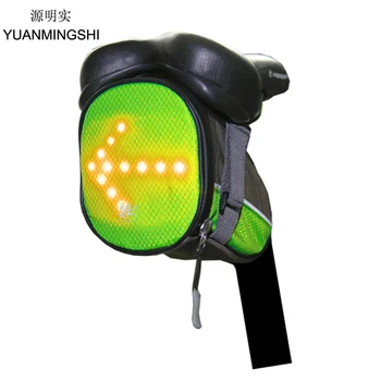 YUANMINGSHI Ciclism biciclete Biciclete Coada Sac de CONDUS de Siguranță din Spate Geanta cu LED-uri de Avertizare Semnal de Lumină & Control de la Distanță pentru Noapte de Echitatie