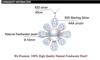 ZHBORUINI 2018 Pearl Bijuterii Naturale de apă Dulce Pearl Floare Colier de Perle cu Pandantiv de Argint 925 Bijuterii Pentru Femei, Cadou