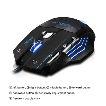 ZILOTUL Promovarea 5500DPI LED Optic 7D USB cu Fir Mouse de Gaming 7 Butoane de Joc Pro Gamer Soareci de Calculator Pentru PC Laptop de Înaltă Calitate.