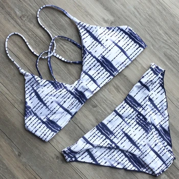 ZMTREE Triangle Bikini Set 2017 Nou Tipărite de costume de Baie Bikini swimswear Femei Beachwear Bandaj Biqinis Strappy Bathingsuit