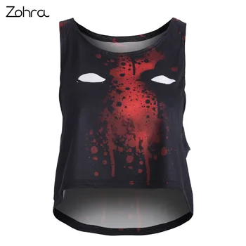 Zohra De Design De Moda Femeie Tancuri Top Deadpool Imprimare Vesta Femei Casual De Fitness Scurt Culturilor Sus
