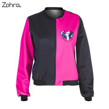 Zohra Nou Design pentru Femei Jacheta Bomber Triunghiuri Inima de Imprimare Împletit Jaqueta Feminina Sexy Slim Bază Haina pentru Femeie