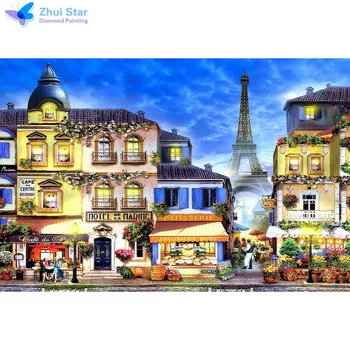 ZOOYA 5D DIY diamant broderie Paris peisaj diamant pictura Cusatura Cruce burghiu plin de Stras mozaic decor acasă