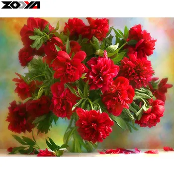 ZOOYA 5D DIY Diamant broderie trandafir Rosu floare plină piața diamant tablou goblen seturi Stras mozaic decor