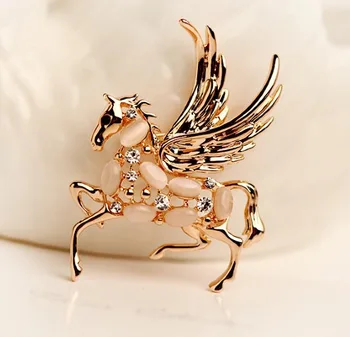 ȘARPE ROȘU Animale de Bijuterii de Aur Calul Pegasus Brosa Cu Alb / Colorat Opalul Broșe