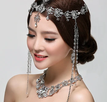 Șeful Lanțului de Nunta Tiara de mireasa de păr accesorii de Mireasa, Bijuterii de Cristal ciucure Accesorii de Par Frizură nunta